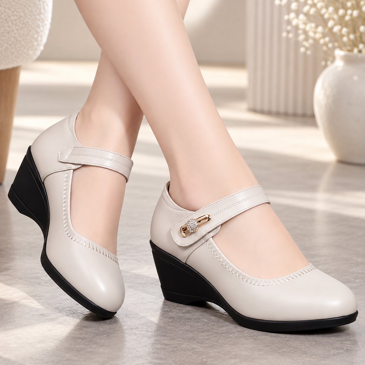 Aitana - Zapatos ortopédicos de piel con cuña