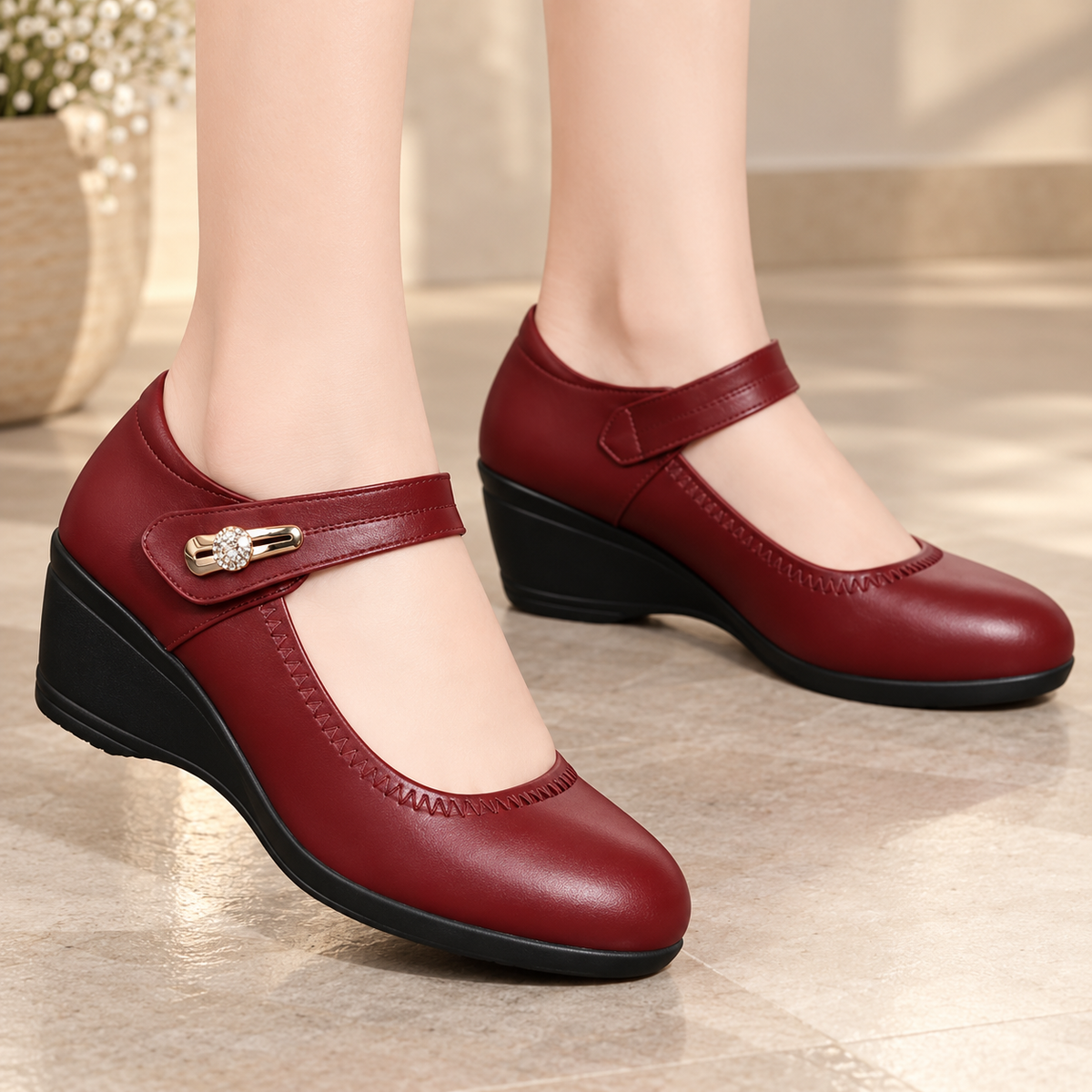 Aitana - Zapatos ortopédicos de piel con cuña