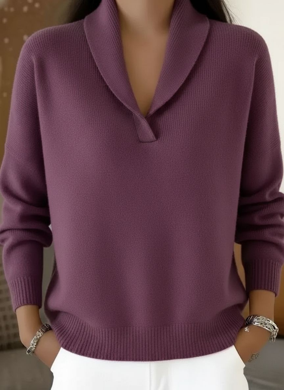 Valentina – Jersey Femenino de Punto con Cuello en V