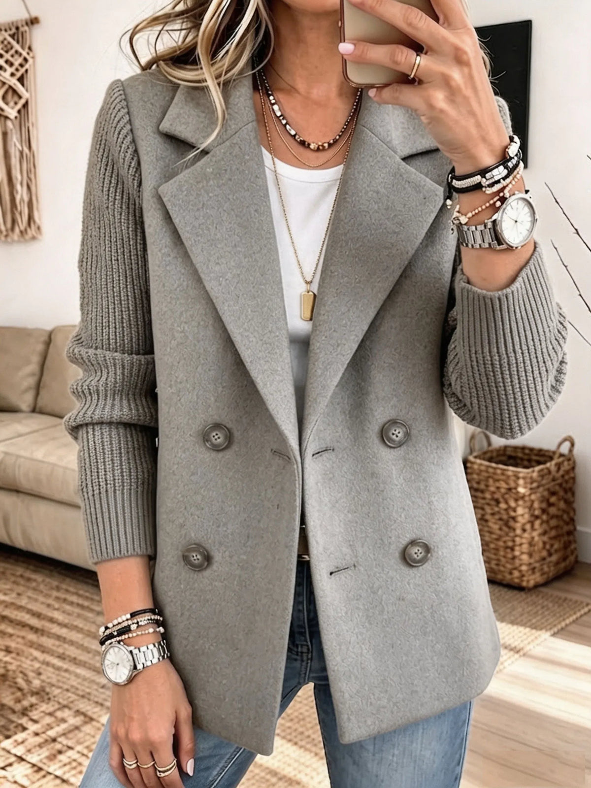 Paula - Blazer Elegante con Mangas de Punto