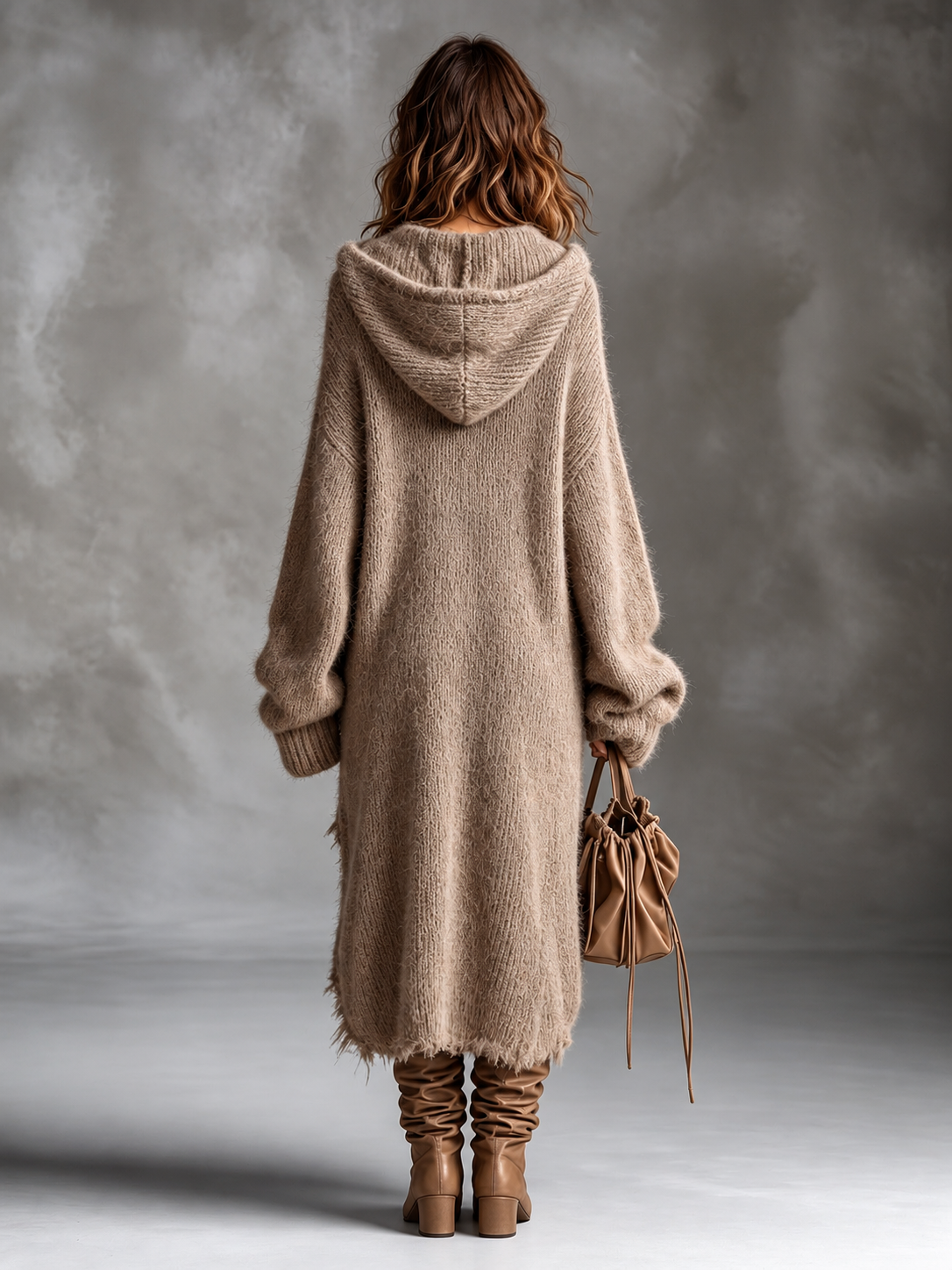 Vega - Vestido de punto oversize con capucha