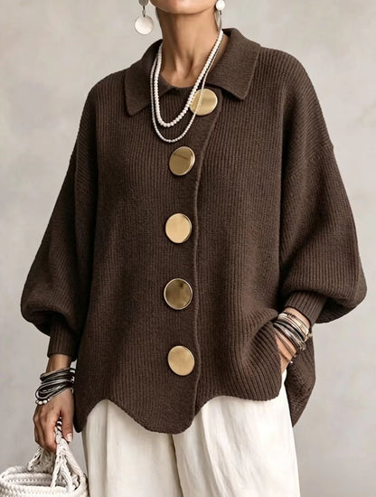 Isadora - Cárdigan Oversize de Punto con Botones Dorados