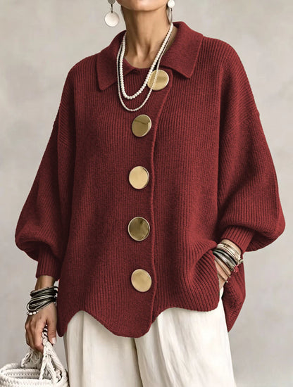 Isadora - Cárdigan Oversize de Punto con Botones Dorados