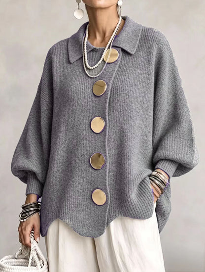 Isadora - Cárdigan Oversize de Punto con Botones Dorados