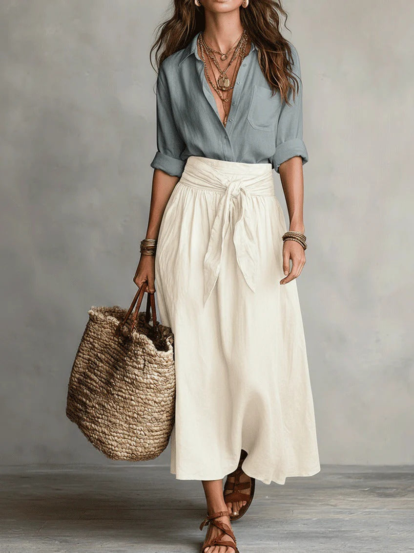 Marina – Conjunto de camisa y falda midi