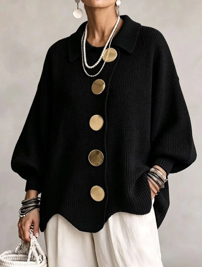 Isadora - Cárdigan Oversize de Punto con Botones Dorados