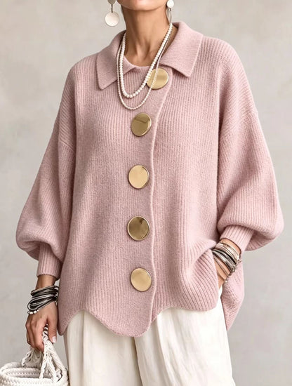 Isadora - Cárdigan Oversize de Punto con Botones Dorados