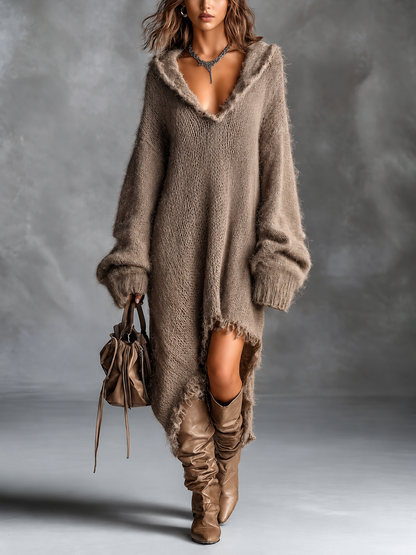 Vega - Vestido de punto oversize con capucha