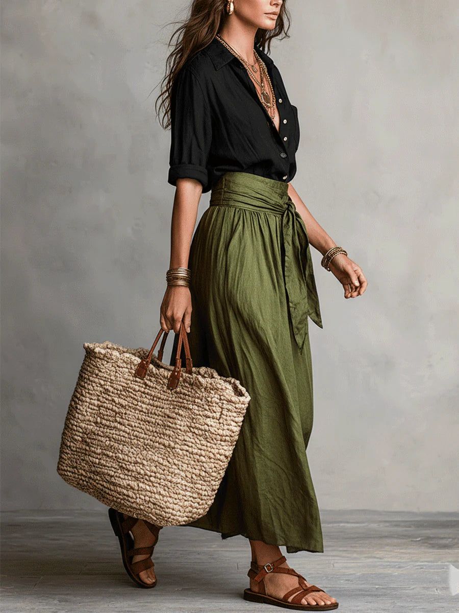 Marina – Conjunto de camisa y falda midi