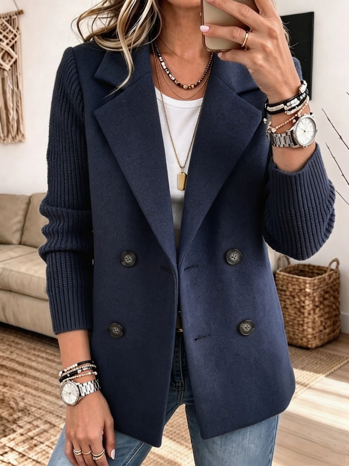 Paula - Blazer Elegante con Mangas de Punto