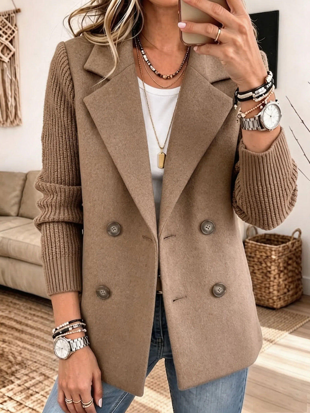 Paula - Blazer Elegante con Mangas de Punto