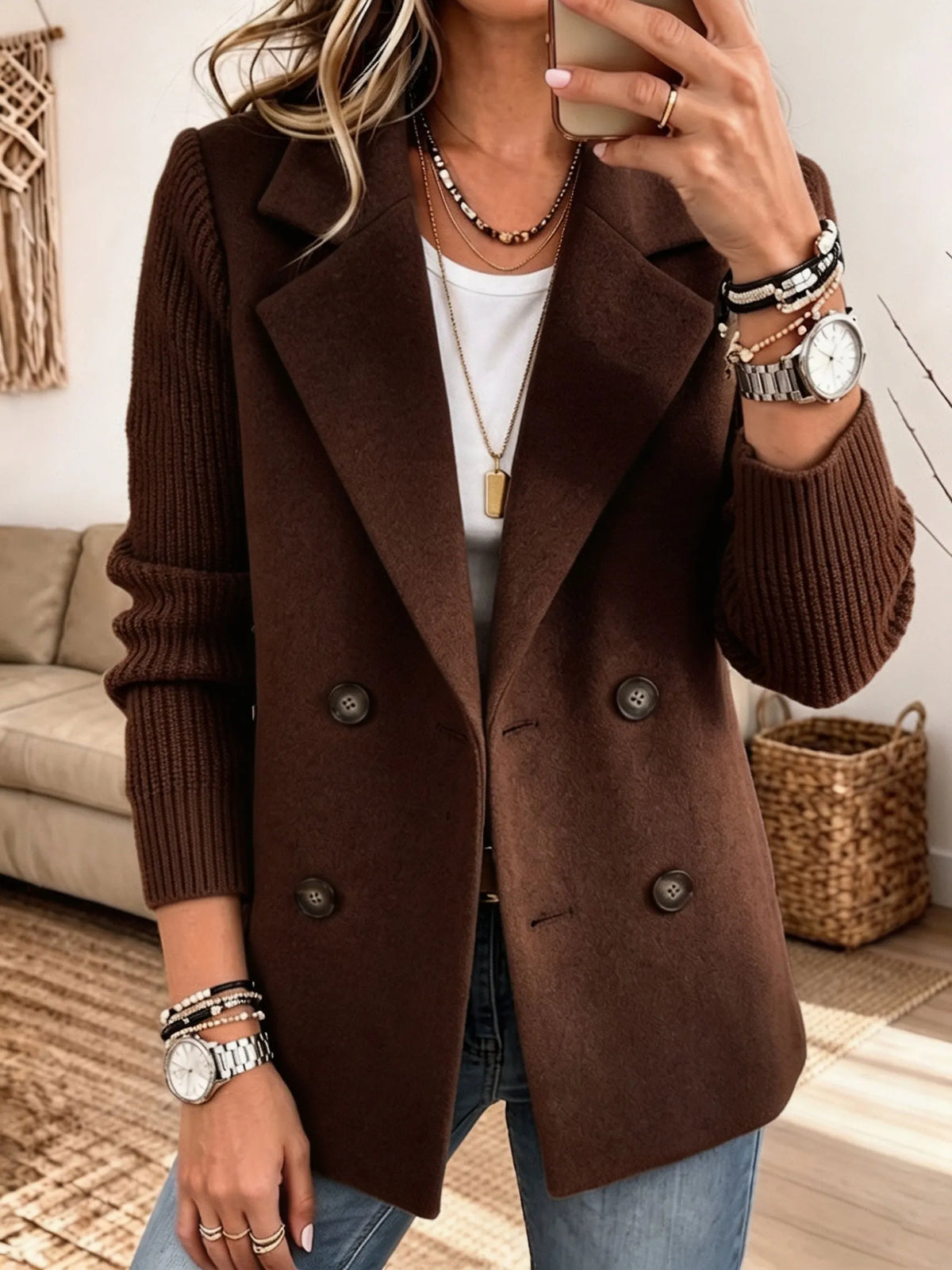 Paula - Blazer Elegante con Mangas de Punto