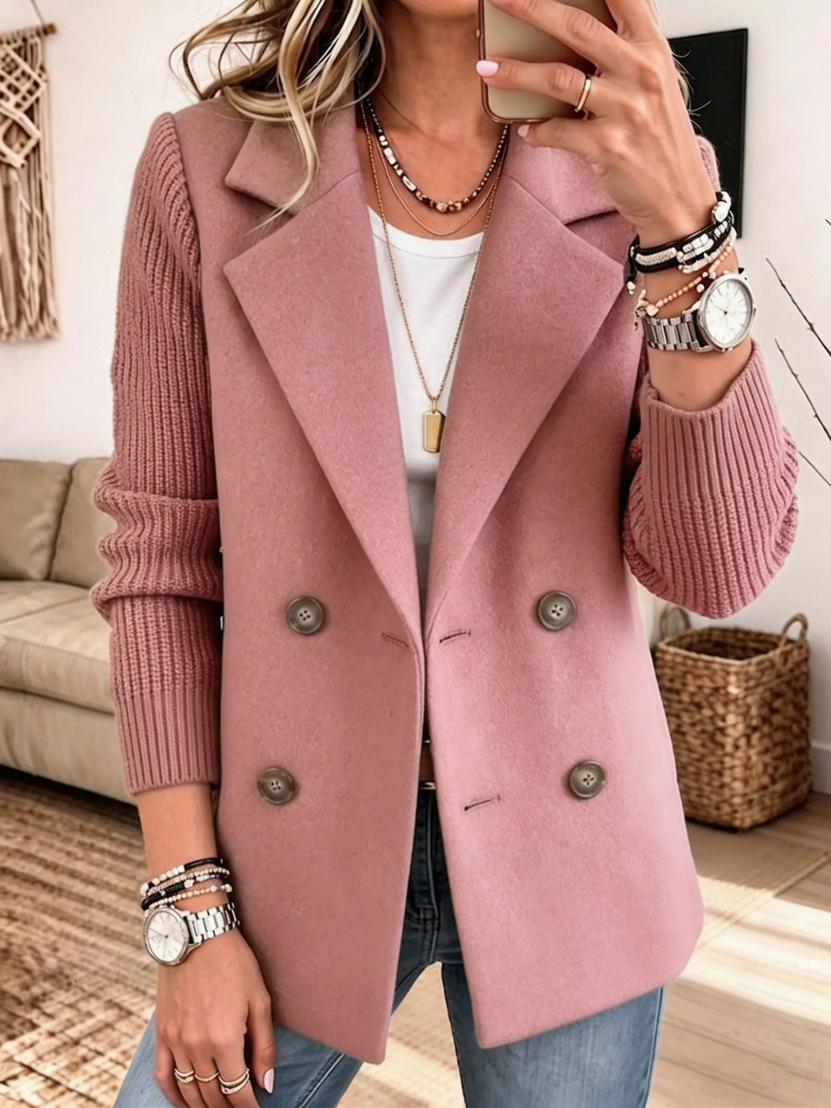 Paula - Blazer Elegante con Mangas de Punto